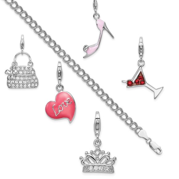 Curated Girls will be Girls Night Out Charm Collection Link Bracelet - Picture 1 of 7